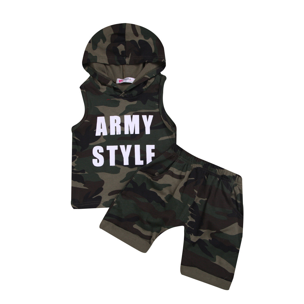 Boy Hooded Sleeveless Camouflage Suit