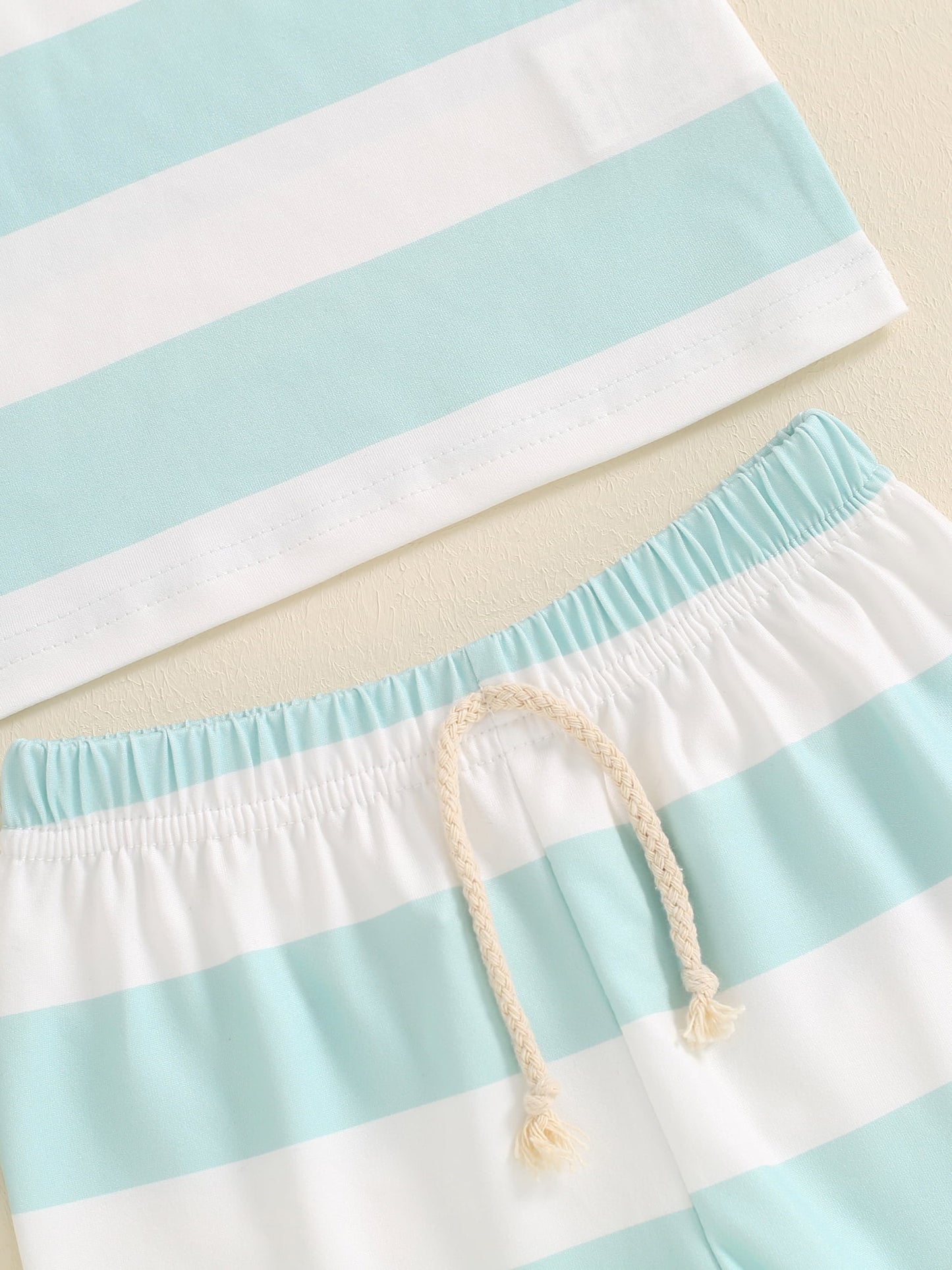 Baby Toddler Boys Summer Outfits Striped Print Short Sleeves T-Shirt and Elastic Shorts Set for 2 Piece Vacation Clothes Set 6M-4T