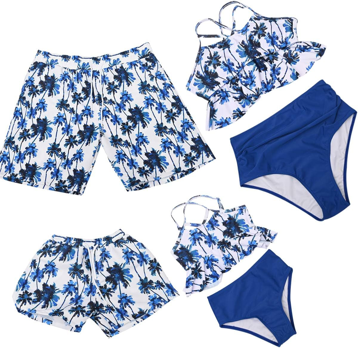 Family Matching Swimsuit Mens Summer Shorts Boy Beach Shorts Girls Swimwear Womens Printed Bathingsuit