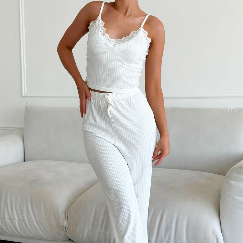 White Knitted Fabric Stitching Lace Home