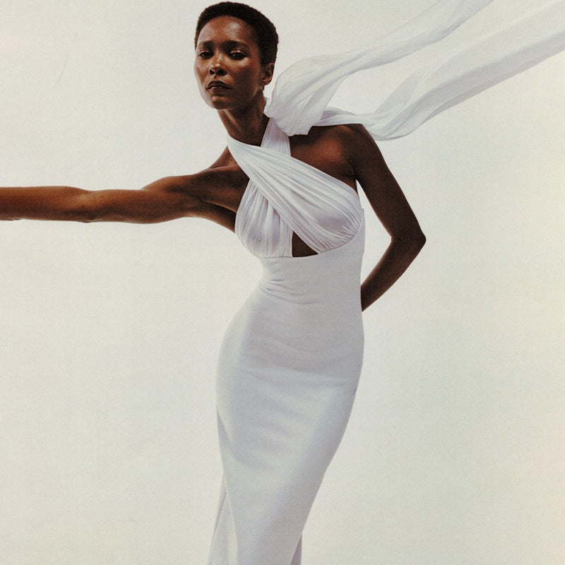 Lace-up Halter Sexy Backless Slim Fit Dress