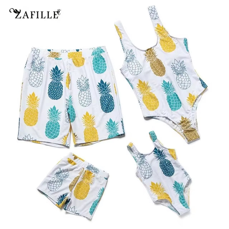 Family Swimwear Men Swim Family Swimsuit Women Floral Transparent Swimsuit Mesh Boy Beach Shorts Women Girls Swimwear