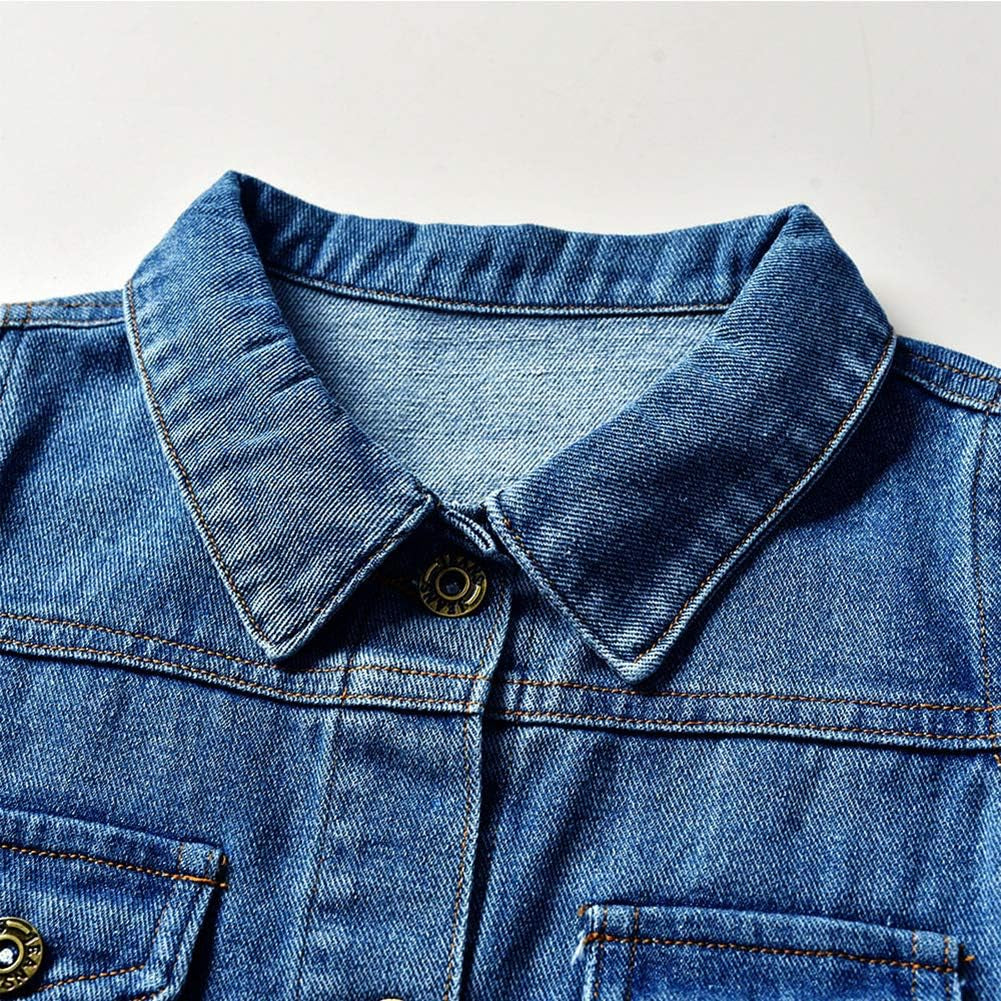 Toddler Baby Boy Girl Denim Jackets Button down Jeans Jacket Top Coat Ripped Cowboy Outwear Hooded Winter Fall Clothes