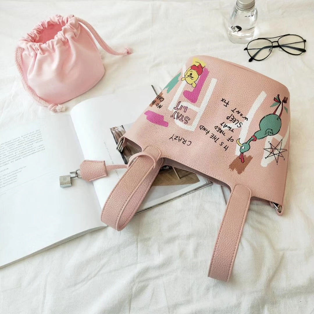 Girl heart cartoon bucket bag