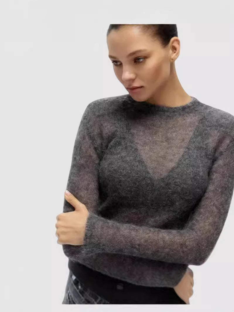 Pure Color Simple Round Neck Long Sleeve Sweater
