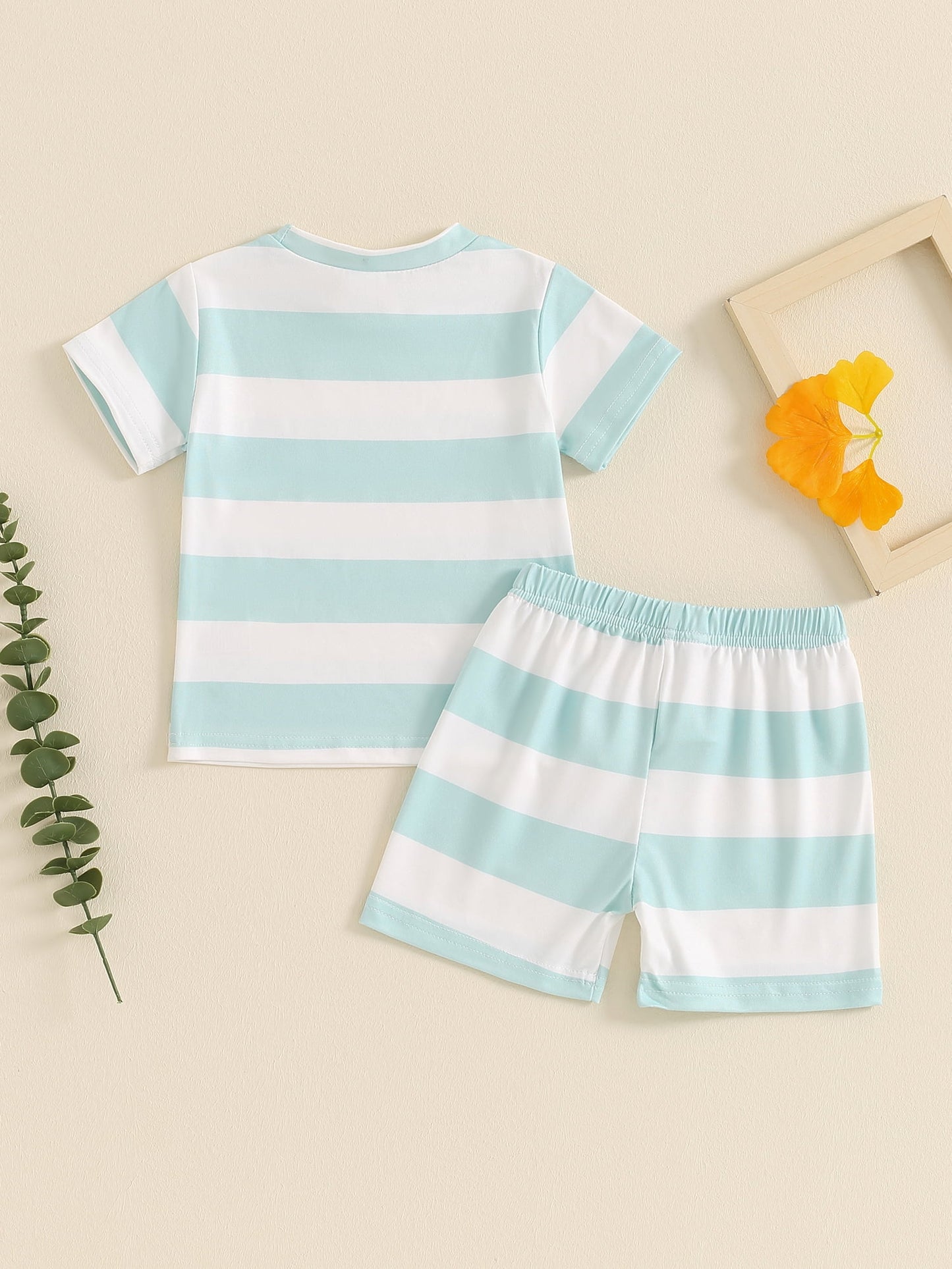 Baby Toddler Boys Summer Outfits Striped Print Short Sleeves T-Shirt and Elastic Shorts Set for 2 Piece Vacation Clothes Set 6M-4T