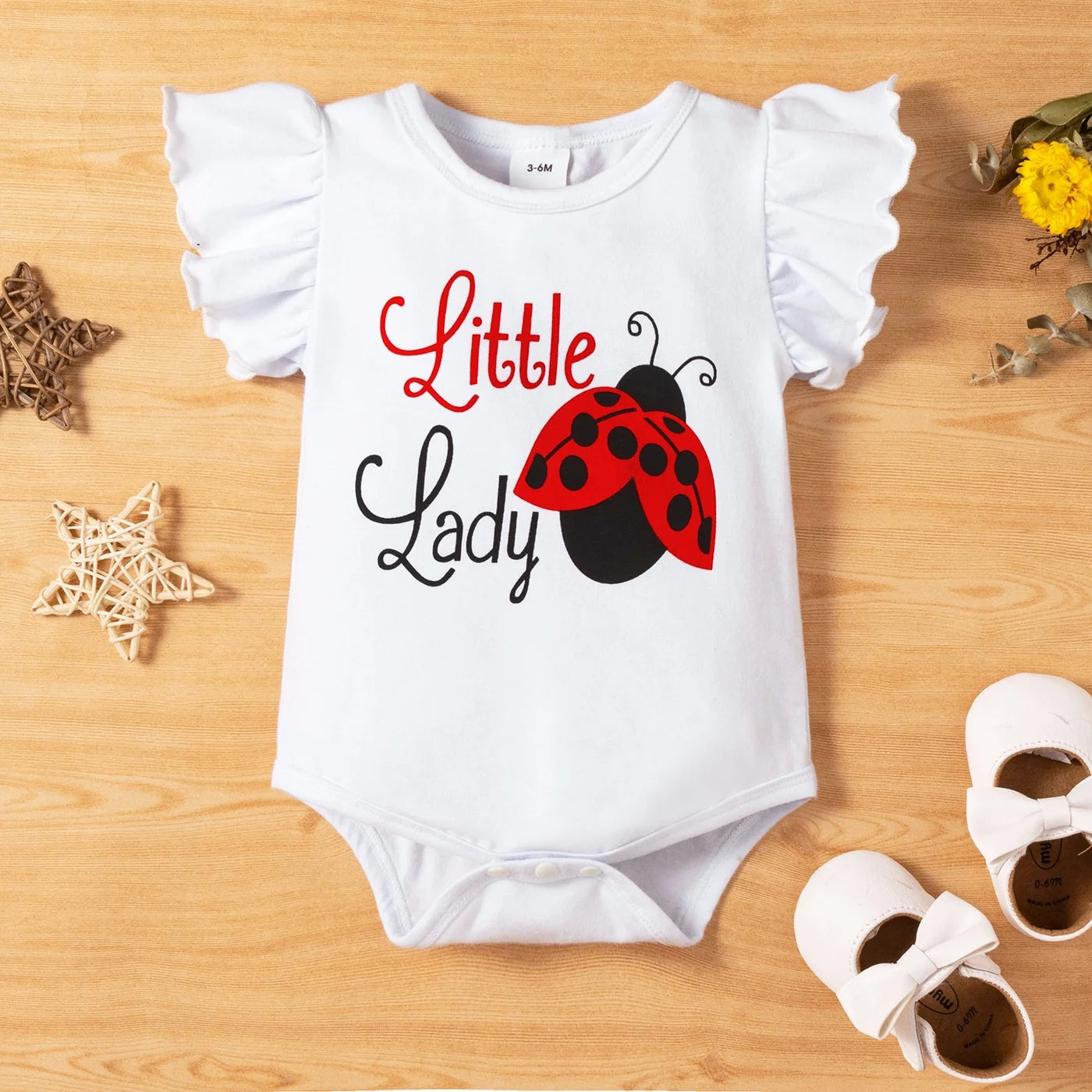 3Pcs Baby Girl Ladybug Long Sleeve Romper and Bowknot Trousers Set,Fall Clothes Newborn Outfit,0-18 Month