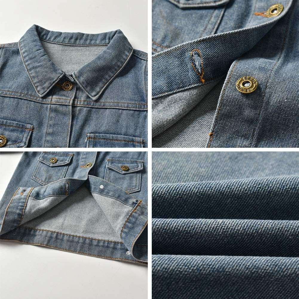 Toddler Baby Boy Girl Denim Jackets Button down Jeans Jacket Top Coat Ripped Cowboy Outwear Hooded Winter Fall Clothes