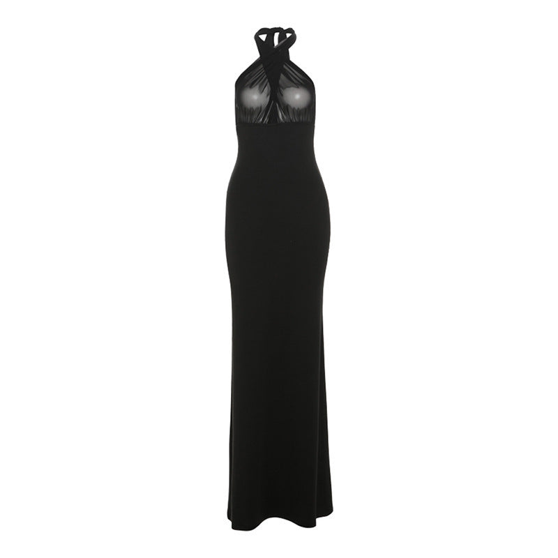 Lace-up Halter Sexy Backless Slim Fit Dress