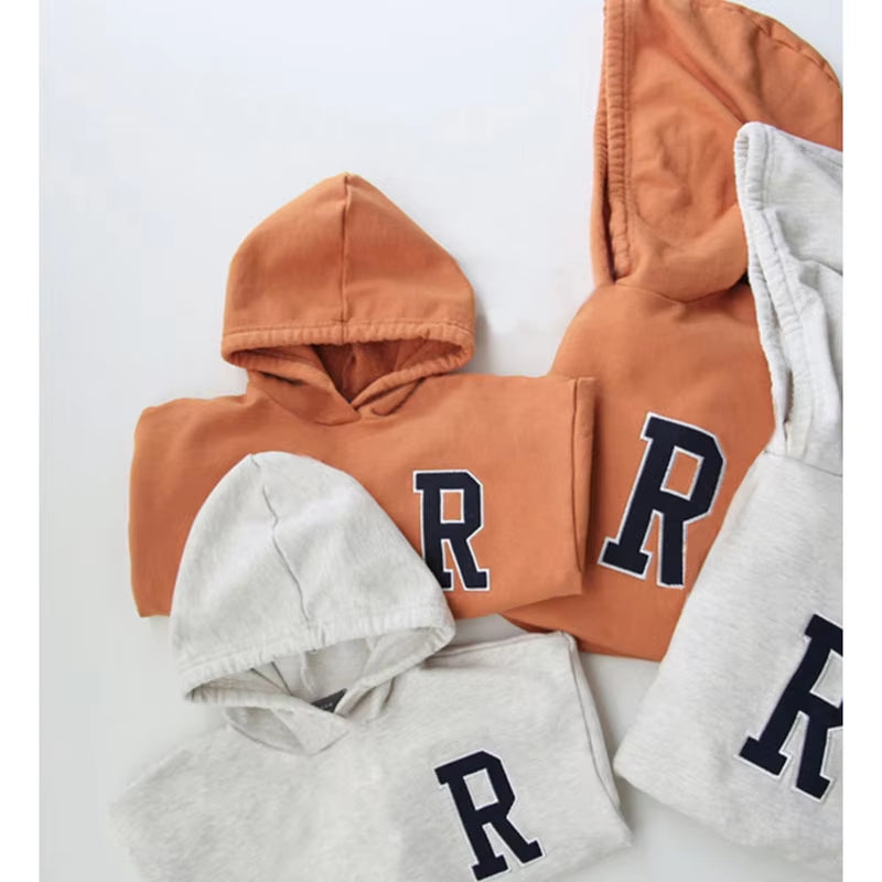 Family Matching Outfits Long Sleeve Hoodies Baby Bodysuit Cartoon Letter Kids Family Clothes