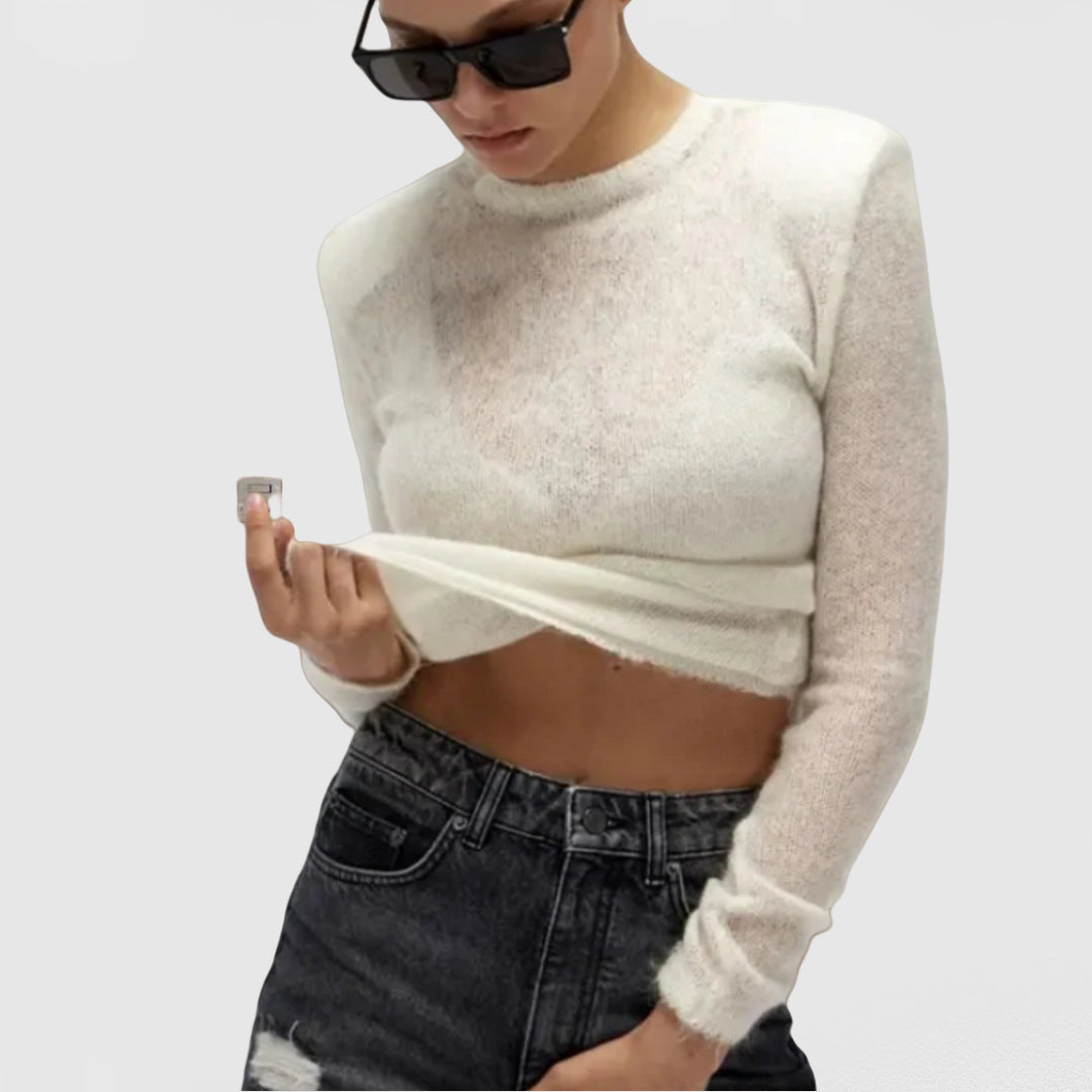 Pure Color Simple Round Neck Long Sleeve Sweater