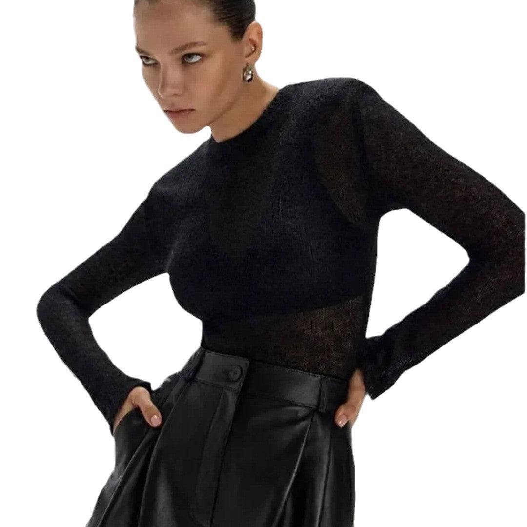 Pure Color Simple Round Neck Long Sleeve Sweater