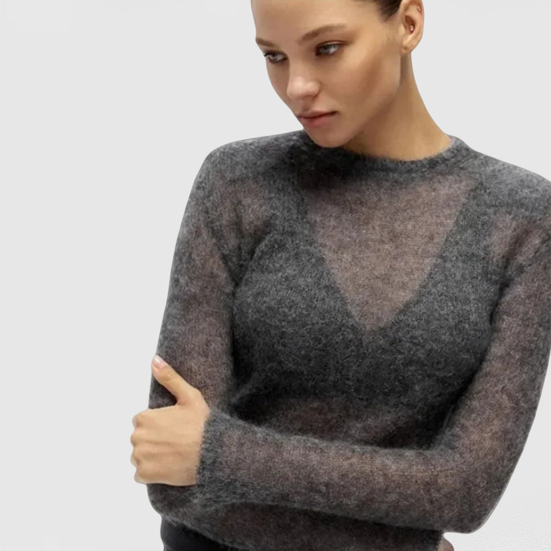Pure Color Simple Round Neck Long Sleeve Sweater