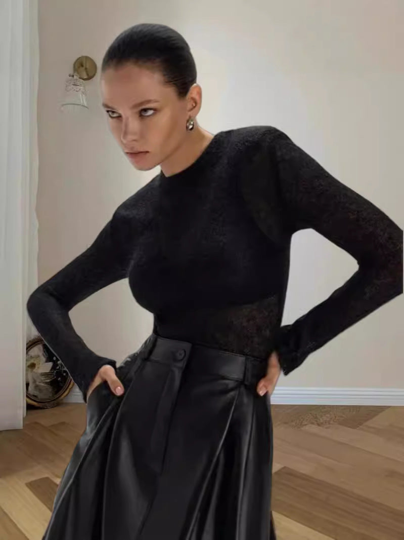 Pure Color Simple Round Neck Long Sleeve Sweater