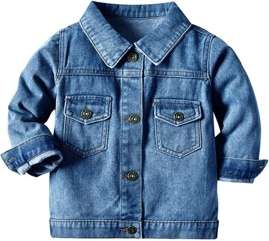 Toddler Baby Boy Girl Denim Jackets Button down Jeans Jacket Top Coat Ripped Cowboy Outwear Hooded Winter Fall Clothes