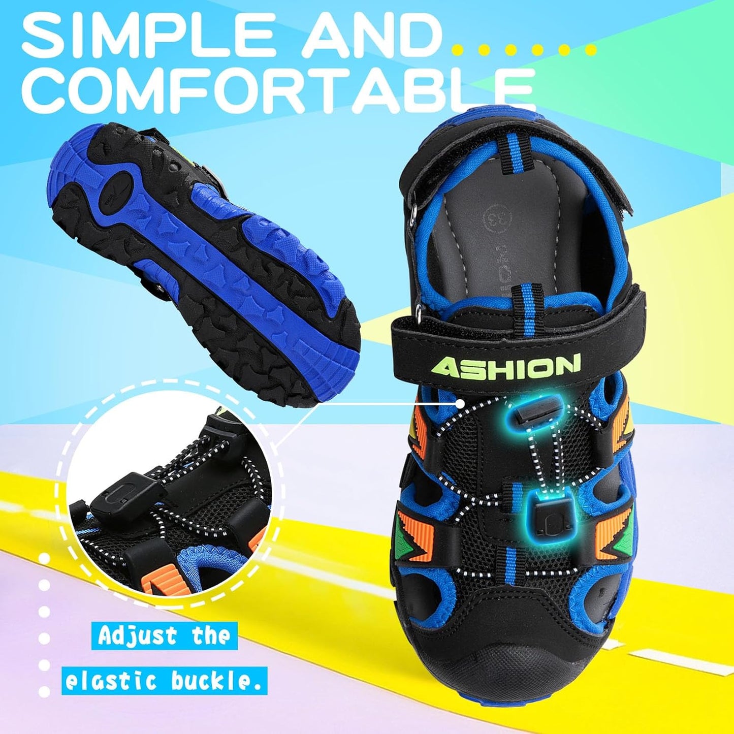 Boys Sandals Closed Toe Sport Sandals Summer Shoes for Kids Walking Hiking Athletic Outdoor