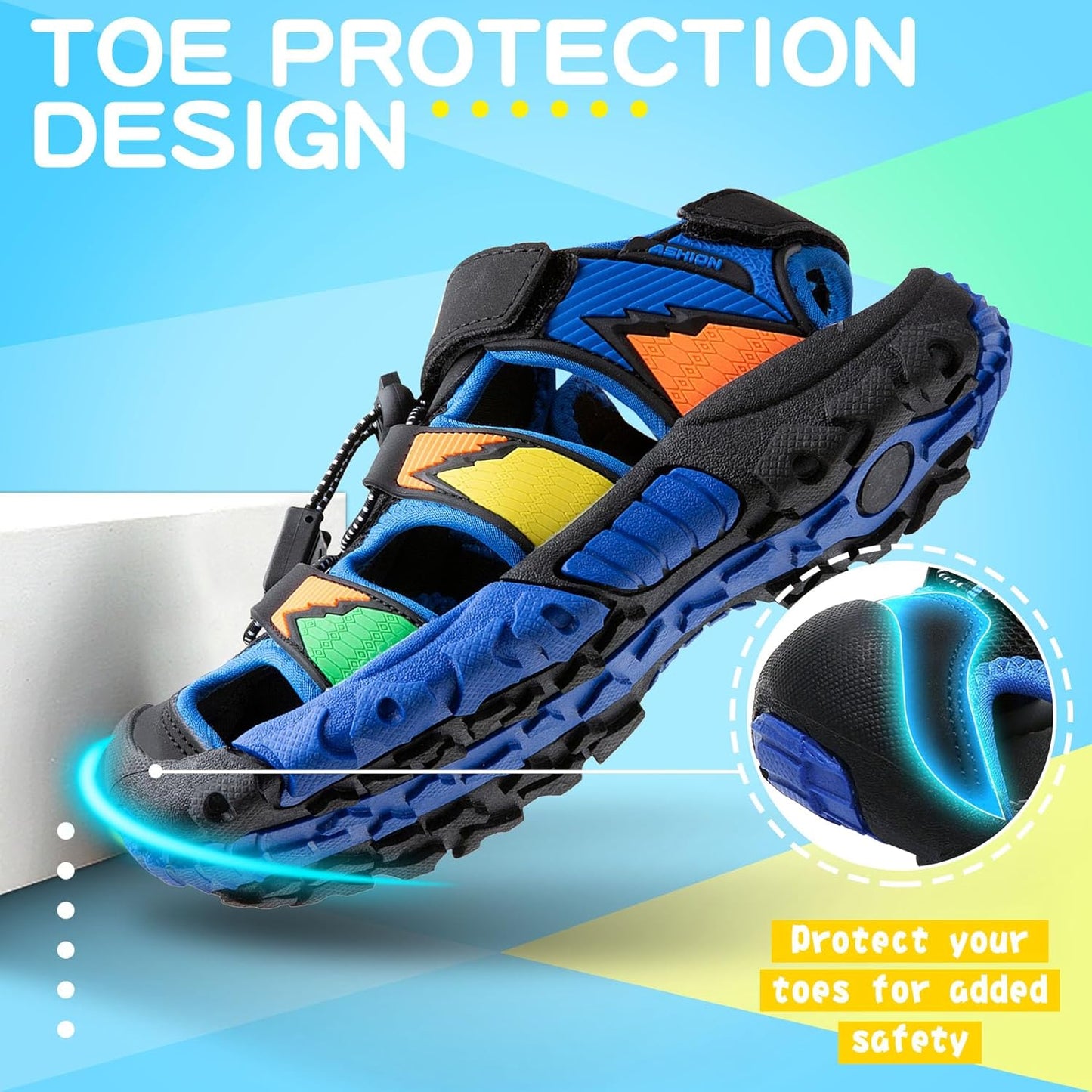 Boys Sandals Closed Toe Sport Sandals Summer Shoes for Kids Walking Hiking Athletic Outdoor