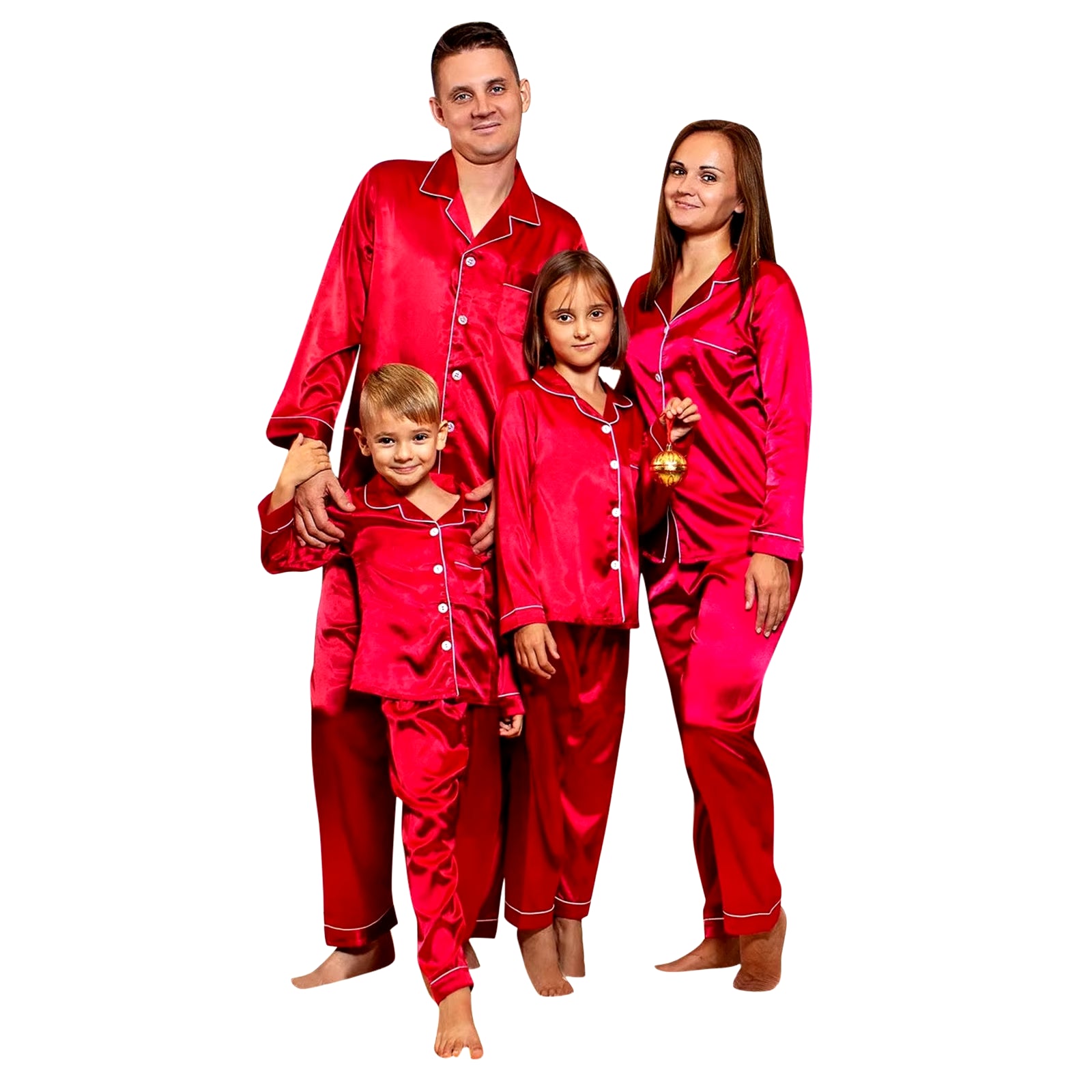 Christmas Satin Pajamas Family Matching Outfits Xmas Sleepwear Shirts Pants Set for Family Navidad Pijamas Navidad Para Familias