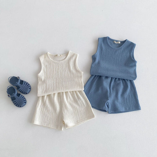 Fashion Boy Versatile Pleated Vest Shorts Set