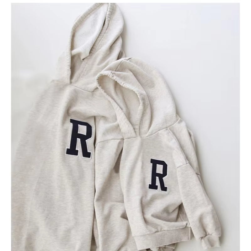 Family Matching Outfits Long Sleeve Hoodies Baby Bodysuit Cartoon Letter Kids Family Clothes