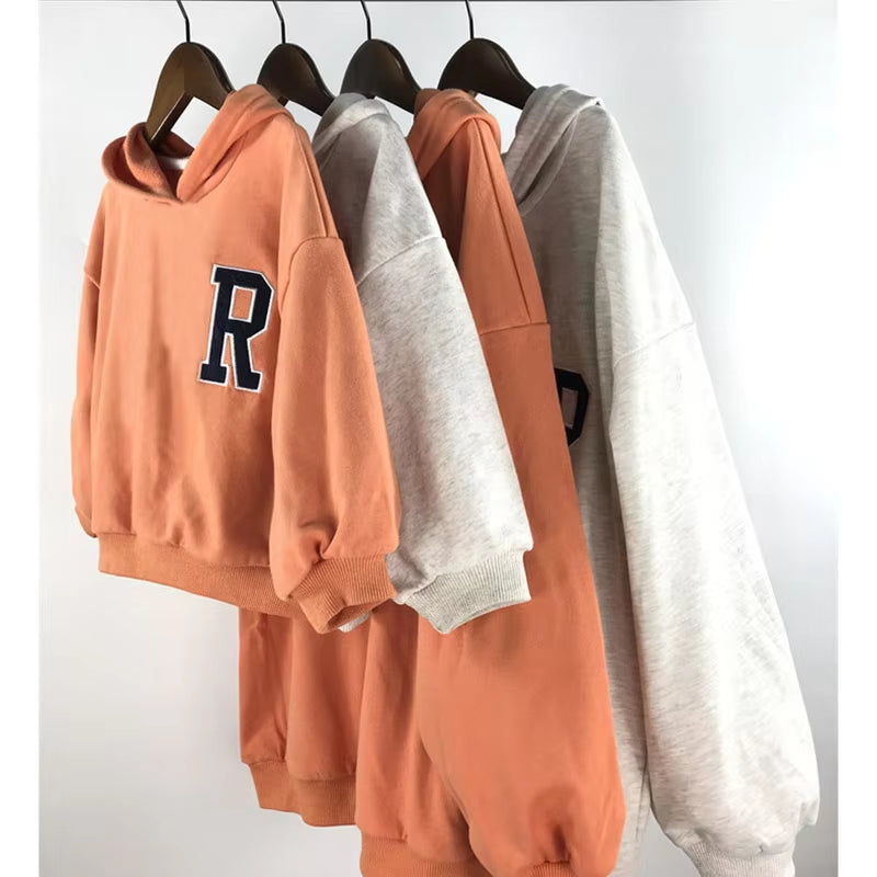 Family Matching Outfits Long Sleeve Hoodies Baby Bodysuit Cartoon Letter Kids Family Clothes