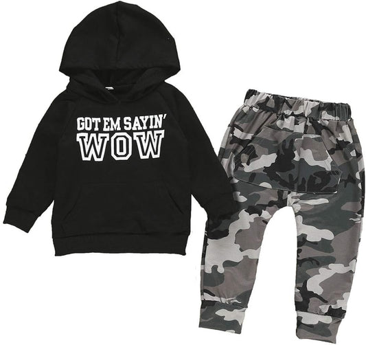 Baby Toddler Boys Clothes Fall Outfit Hoodie Sweatshirts & Pants Sets Kids Winter Camouflage Long Sleeve Sweatsuit